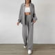 thumbnail image 4 of Gibobby Conjunto de 2 piezas de camisa y pantalones de manga larga con botones para mujer, ropa informal holgada (Gris, M), 4 of 5