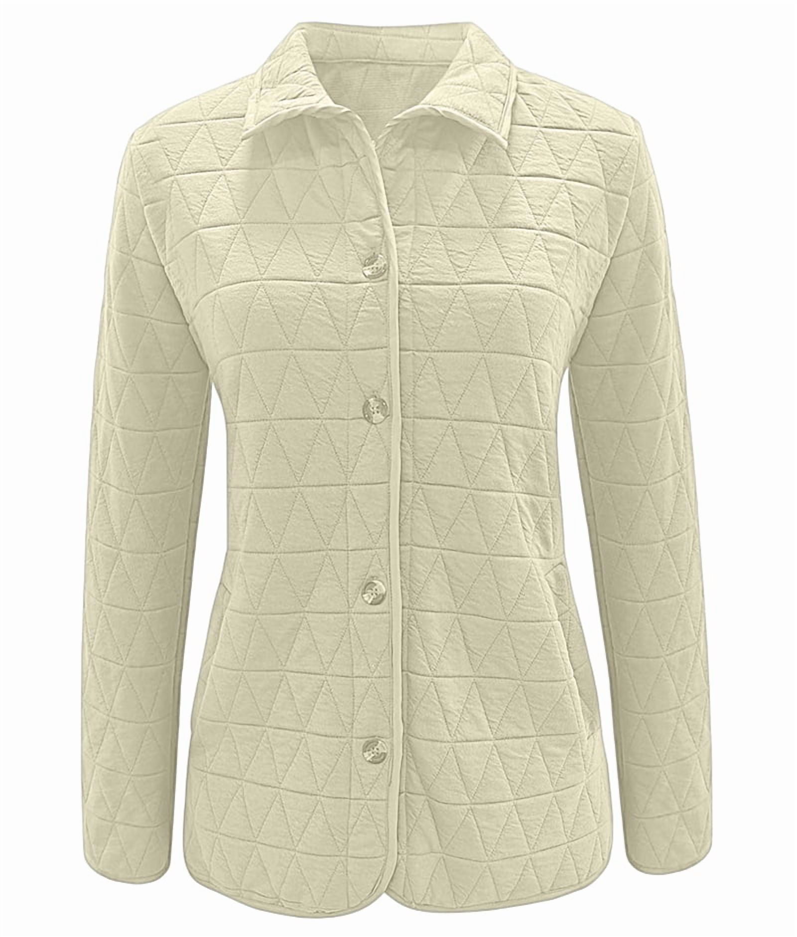 Women's Short Puffer Jacket Solid Color Quilted Outerwear Warm