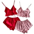 thumbnail image 1 of Birdeem 2Pcwomens Solid Suspender Lace Splicing Shorts Pajamas Set, 1 of 4