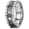thumbnail image 6 of Wedding Rings for Men or Women. 8mm Silver Titanium Band Silver Gears Inlay, 6 of 7