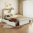 thumbnail image 5 of Mabor Twin Size Farmhouse Bed Frame with Charging Station and LED Light, Platform Storage Beds with Headboard&4 Drawers for Bedroom, White, 5 of 7