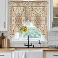thumbnail image 3 of Swag Valance Curtains for Windows, Boho Orange Light Filtering Kitchen Curtains with Rod Pocket, Southwestern Ethnic Geometric Vintage Window Treatment Valances for Living Room, 36x45 - 2 PCS, 3 of 9