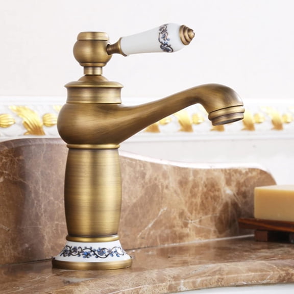 Vintage Sink Faucet Bathroom, Brass Sink Faucet Bathroom, Cold Hot Mixer Vintage Vanity Tap, Single Hole Single Handle Bathroom Faucet, Short