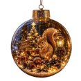 thumbnail image 2 of Clear Glass Christmas Ornament Ball with Squirrel, Mini Tree Scene Inside, Gold Crown Hanging Tree Decoration, 3.2x3.2 Inch, 1 Count, 2 of 7