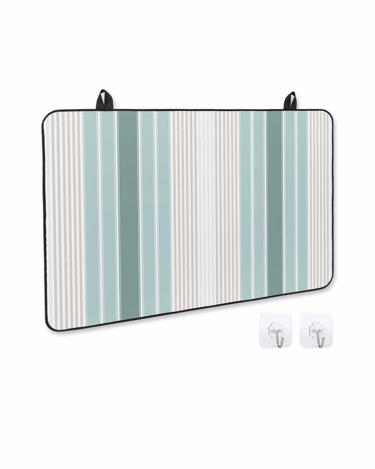 nqOlkjepod Large Induction Cooktop Protector Mat 31"x24", Teal Aqua Stripes Stove Top Covers for Electric Stove, Minimalist Abstract Vertical Lines Stove Burner Cover Mats, Glass Top Stove Cover
