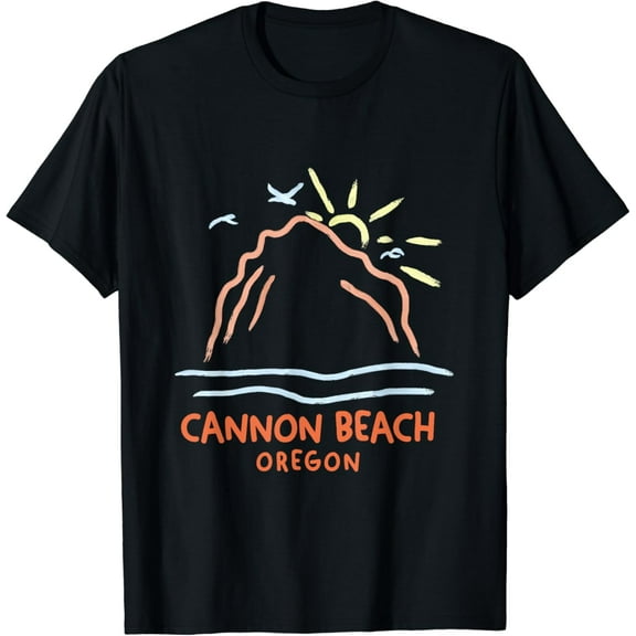 Funny Cannon Beach Oregon Souvenir Haystack Rock Minimalism T-Shirt