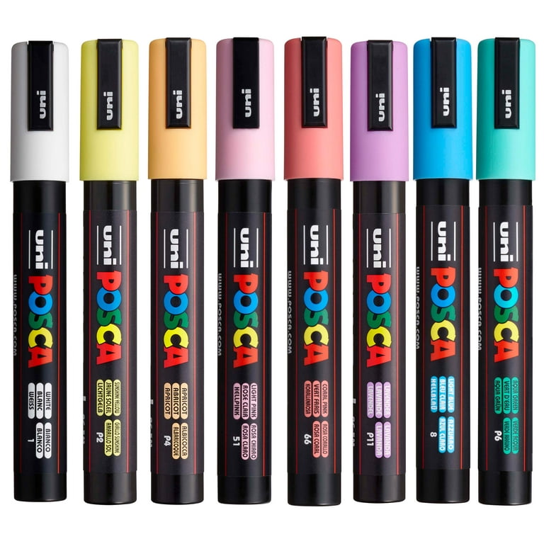 Soft Color Posca PC-5M Paint Markers - 8 Piece Set