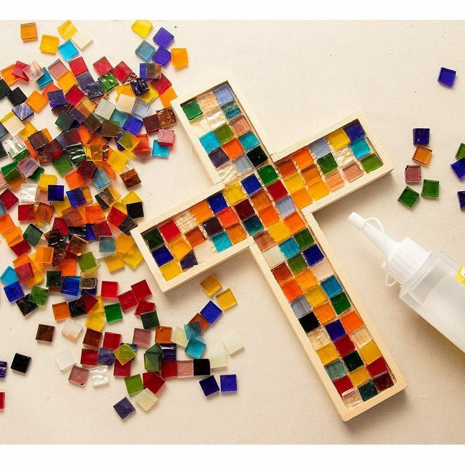 1000 Pieces Mixed Color Mosaic Tiles Mosaic Glass Pieces for Home Decoration or DIY Crafts Square (Square 1 by 1 cm)