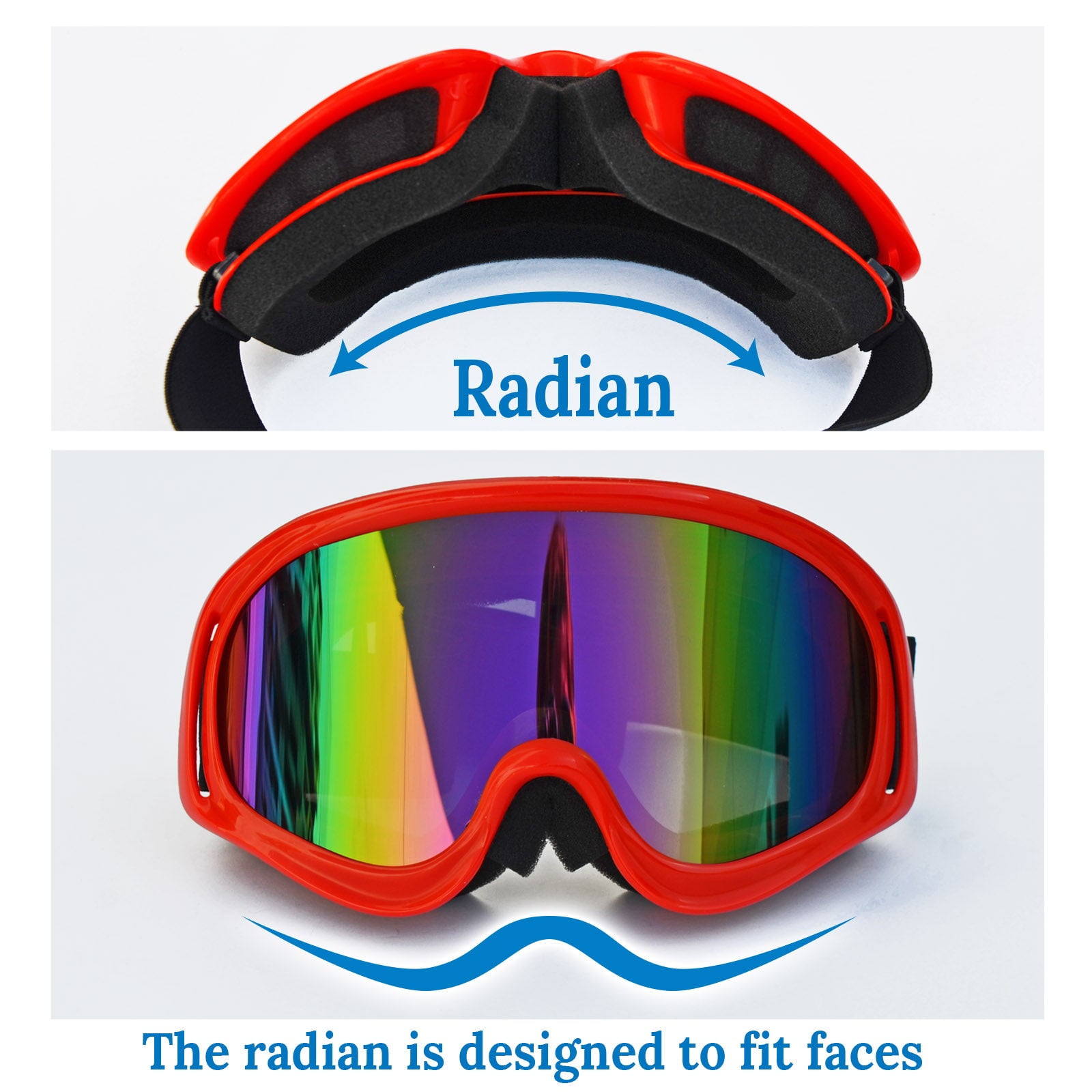 SUNNYOUTDOOR Ski Goggles UV400 Anti-fog Sunglasses Skiing Men Women Bike Sport VIrus Wind Dus (Red)