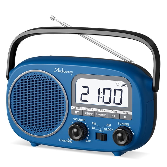 Radio AM FM portátil Audiocrazy, recargable, Bluetooth