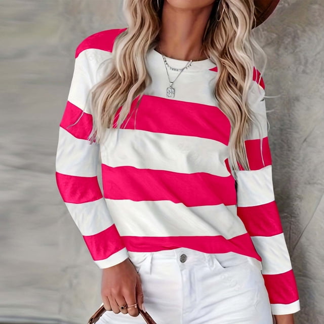iTNHFP Crop Tops pour Femmes T-Shirt Décontracté Col Rond Manches Longues Imprimé Assorti 2