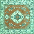 thumbnail image 1 of Ahgly Company Machine Washable Indoor Square Medallion Turquoise Blue Traditional Area Rugs, 5' Square, 1 of 4