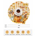 thumbnail image 6 of 13 Inch Round Placemats Set of 6, Thanksgiving Non Slip Heat Insulation PP Table Mats, Fall Orange Pumpkin Turkey Maple Leaf Plaid Washable Place Mats for Kitchen Dining Party Table Decor, 6 of 7