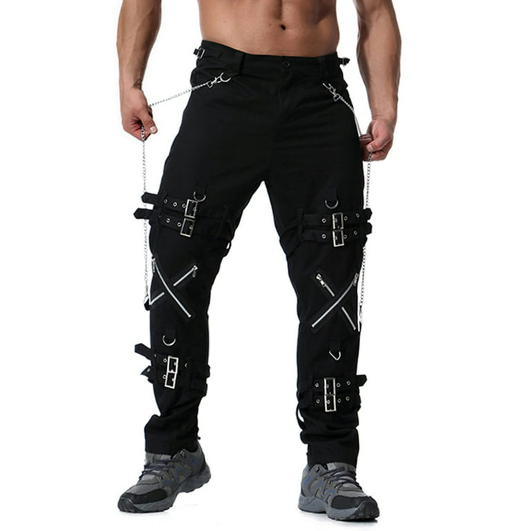 Men's Fashion Hiphop Rock Punk Gothic Pants Techwear Cotton Casual Cargo  Pants 30 