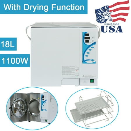 18L Dental Lab Autoclave Sterilizer Machine Medical Steam Sterilization with Drying Function Equipment 110V 1100W 121℃/134℃