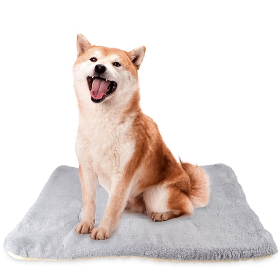 AndHot Large Dog Bed Crate Pad for Pets, Double-Sided Deluxe Plush Pet Mat, Washable Dog Beds Fluffy Comfy Kennel Pet Mat Sleeping Mat for Large, Medium, Small Dogs Breeds, 23" x 15", Gray