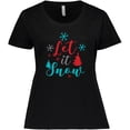 thumbnail image 3 of Inktastic Let It Snow, Snowflakes, Christmas - Red Blue Gray Women's Plus Size T-Shirt, 3 of 5