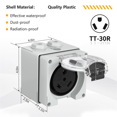thumbnail image 3 of 30Amp Power Outlet Box,125Volt NEMA TT-30R Receptacle Outdoor Dustproof and Weatherproof for Electric Vehicles, 3 of 6