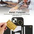 thumbnail image 5 of Crossbody Wallet Case for iPhone 14 Plus, with Shoulder Strap Card Slots Ring Holder, Magnetic Flip Folio Zipper Purse Case, PU Leather Kickstand Cover Handbag for iPhone 14 Plus, Black, 5 of 10