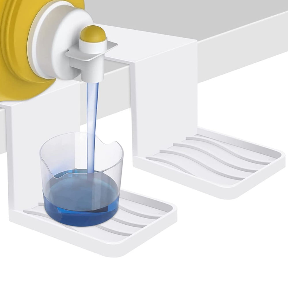 A mess-catching laundry detergent caddy so all those drippies coming out of  your soap jugs don't make their way on to your floor — it attaches to most  economy-s…