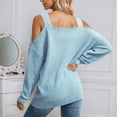 thumbnail image 4 of JIAYUE Women's Sweater Solid Color Off Shoulder Square Collar Oversized Pullover Batwing Long Sleeve Thick Knit Winter Casual Comfortable Warm Soft Tunic Style Fashion Leisure Female Tops, 4 of 6