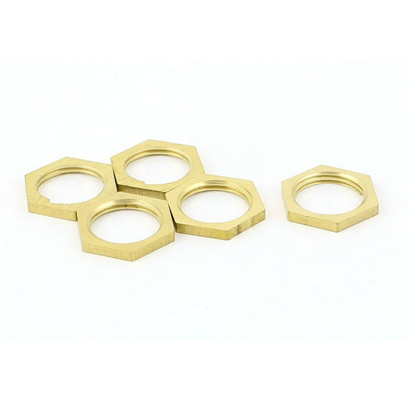 Unique Bargains 3/8BSP Female Thread Brass Pipe Fitting Hex Lock Nut 5pcs