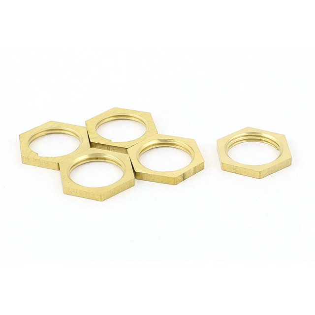 Unique Bargains 3/8BSP Female Thread Brass Pipe Fitting Hex Lock Nut 5pcs