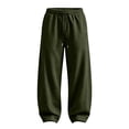 thumbnail image 7 of Domuza Baggy Sweatpants for MenWide Leg Elastic Waist Drawstring Athletic Loose Jogger Lounge Sweat Pants with Pockets Army Green S, 7 of 7