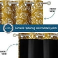 thumbnail image 3 of Vargottam Printed Blackout Curtains - Yellow Linear Leaf Design, Set of 2 Panels, 42 x 96 Inches - Room Darkening, Thermal Insulated Window/Door Drapes with Grommets - Yellow, 3 of 9
