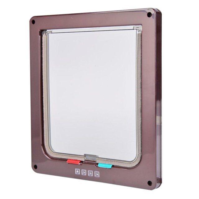 Puerta de seguridad para perros y gatos con cerradura de 4 vías puerta de plástico para mascotas (marrón XL) JShteea Libre de BPA