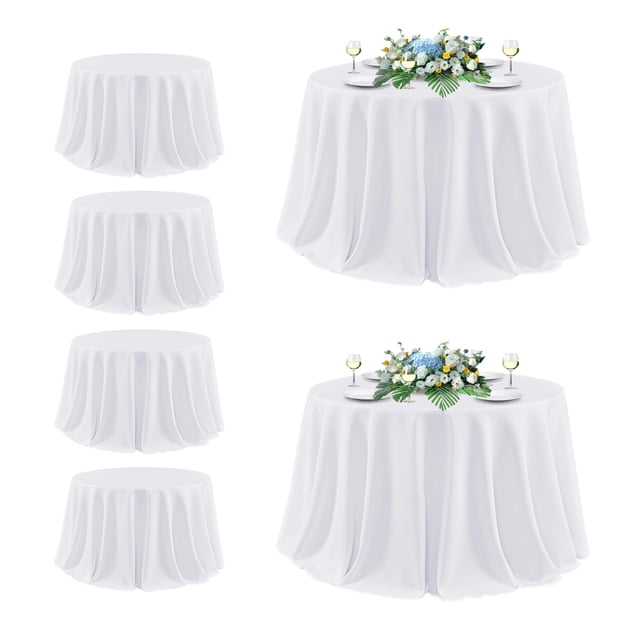 Mantel redondo blanco sancua de poliéster de 335 cm de diámetro, paquete de 6