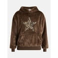 thumbnail image 5 of No Boundaries Faux Fur Graphic Hoodie, Women's, 5 of 5