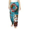 thumbnail image 1 of Fotbe Whimsical Cats and Flowers Scene Pantalones de Pijama para Mujer, Pantalones de Dormir, Pantalones Pj con Cordón y Bolsillos-Medium, 1 of 6