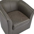 thumbnail image 6 of Christopher Knight Home Faux Leather Swivel Accent Arm Chair with Barrel Shape, Dark Brown Finish, 6 of 9