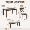 thumbnail image 4 of Dining Room Set, LEGAHOME 6 Piece Dining Sets with Bench and Chairs, Solid Wood Kitchen Dining Table Set for 6 with Upholstered Chairs, Walnut, 4 of 8