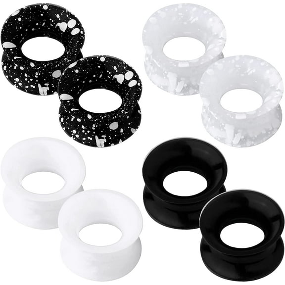 OUFER Flexible Silicone Ear Gauges, Tunnels & Plugs, 10mm, 8-Pieces