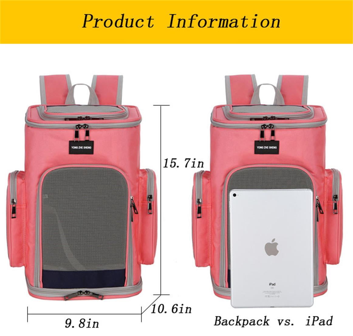 Pet Carrier Backpack Cat Carrier Backpack Dog Carrier Backpack for Small Cats Dogs Wide Use Breathable Strong and Durable Pet Backpack(Pink)