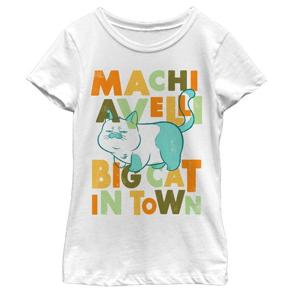 Girl's Luca Machiavelli Big Cat in Town  Graphic Tee White Medium