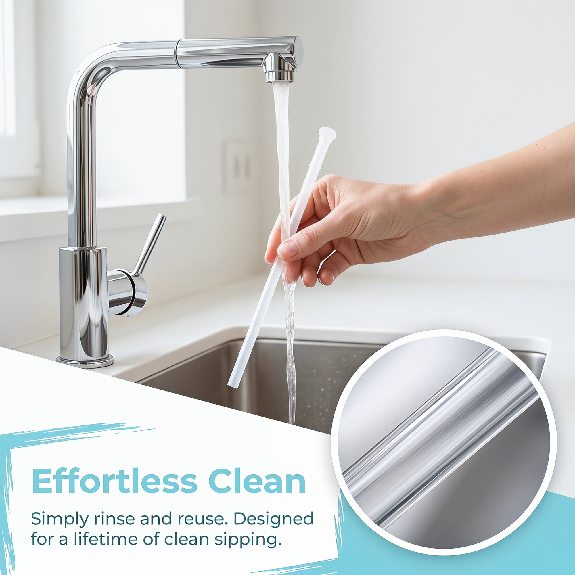 Unique Bargains 8Pcs Reusable Durable Silicone Dishwasher Safe Straws Transparent