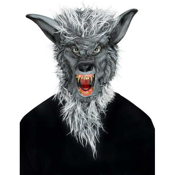 Fun World FW8546GW Adult Werewolf Monster Fur Covered Mask, Gray - One Size
