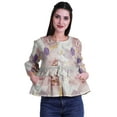 thumbnail image 1 of Moomaya Chemises en Dentelle pour Femmes Manches Cloche devant Ouvert Haut T-Shirt d'Été, 1 of 4