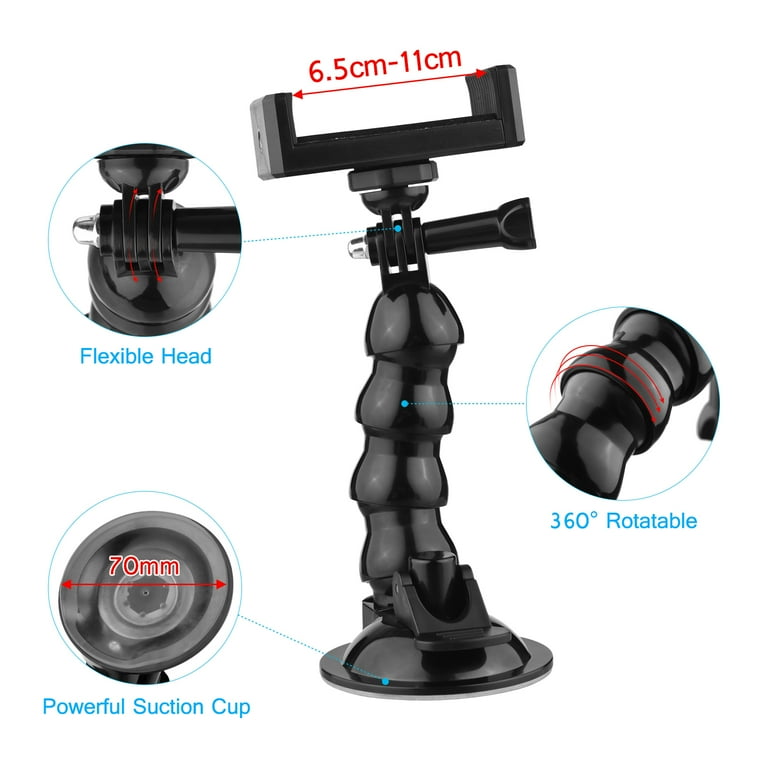Walmeck 16cm6.3in Flexible Suction Cup Mount Windshield Suction