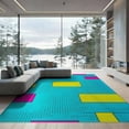 thumbnail image 2 of ODIKA 8'x10' Washable Area Rug Non-Shedding, Easy Care, Funky Aesthetic Cartoon Retro Blocks Graphic Bold Outline for King Size Bedroom Under Bed, Master Suite, 2 of 7