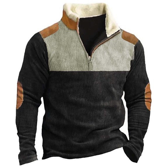 Baqcunre Men's Fashion Corduroy Long Sleeve Button Solid Color Long Sleeve Sweatshirt Top,L,Corduroy Shirt Men,Mens Sweatshirt,Long Sleeve Shirts For Men,Men'S Fashion Hoodies & Sweatshirts,,Black