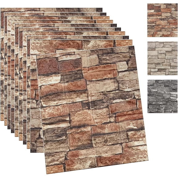 10PSC Wall Panels Peel and Faux Brick Wall Panels Self- Brick Wallpaper Stone Wall Panel