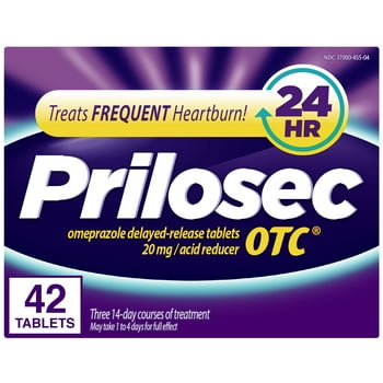 Prilosec OTC Heartburn , Omeprazole Over-the-Counter Medicine,  Reducer s, 42 Ct