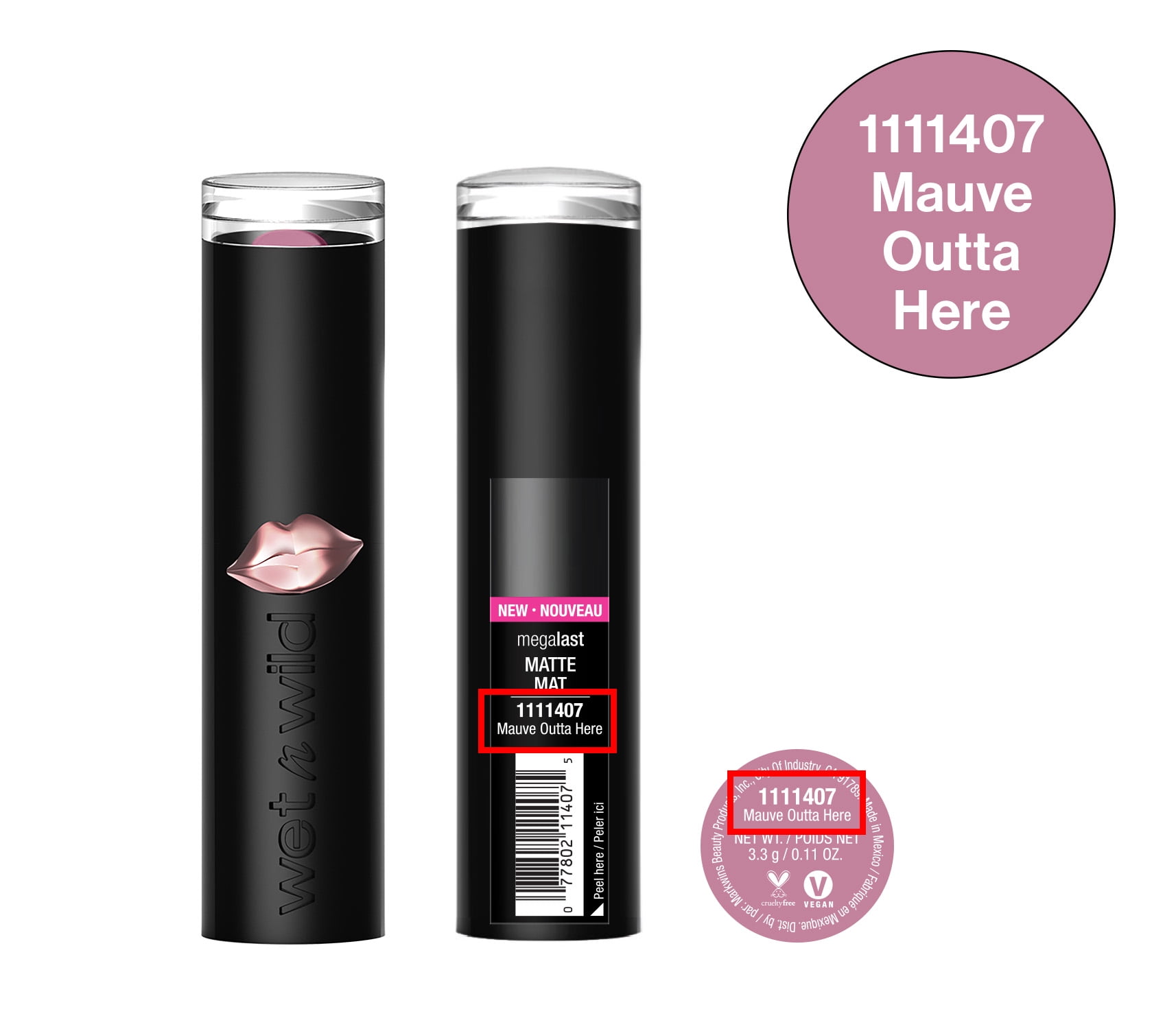 Wet N Wild Mega Last Lippenstift | Matte Farbe Mauve Outta Here | Mit Hyaluron & Vitaminen | Vegan & Tierversuchsfrei