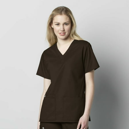 

wonderwink wonderwork women s v-neck scrub top chocolate xx-small