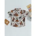 thumbnail image 4 of Suealasg Toddler Baby Boy Western Clothes Cow Print Button Up Shirts Lapel Short Sleeve Shirt Summer Tee Tops, 4 of 8