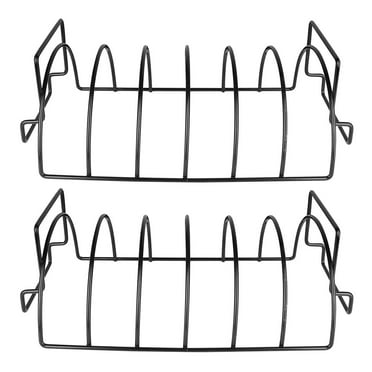 BBQGuys Universal Rotating Roast BBQ Grill Rotisserie Rib Trays (4 ...